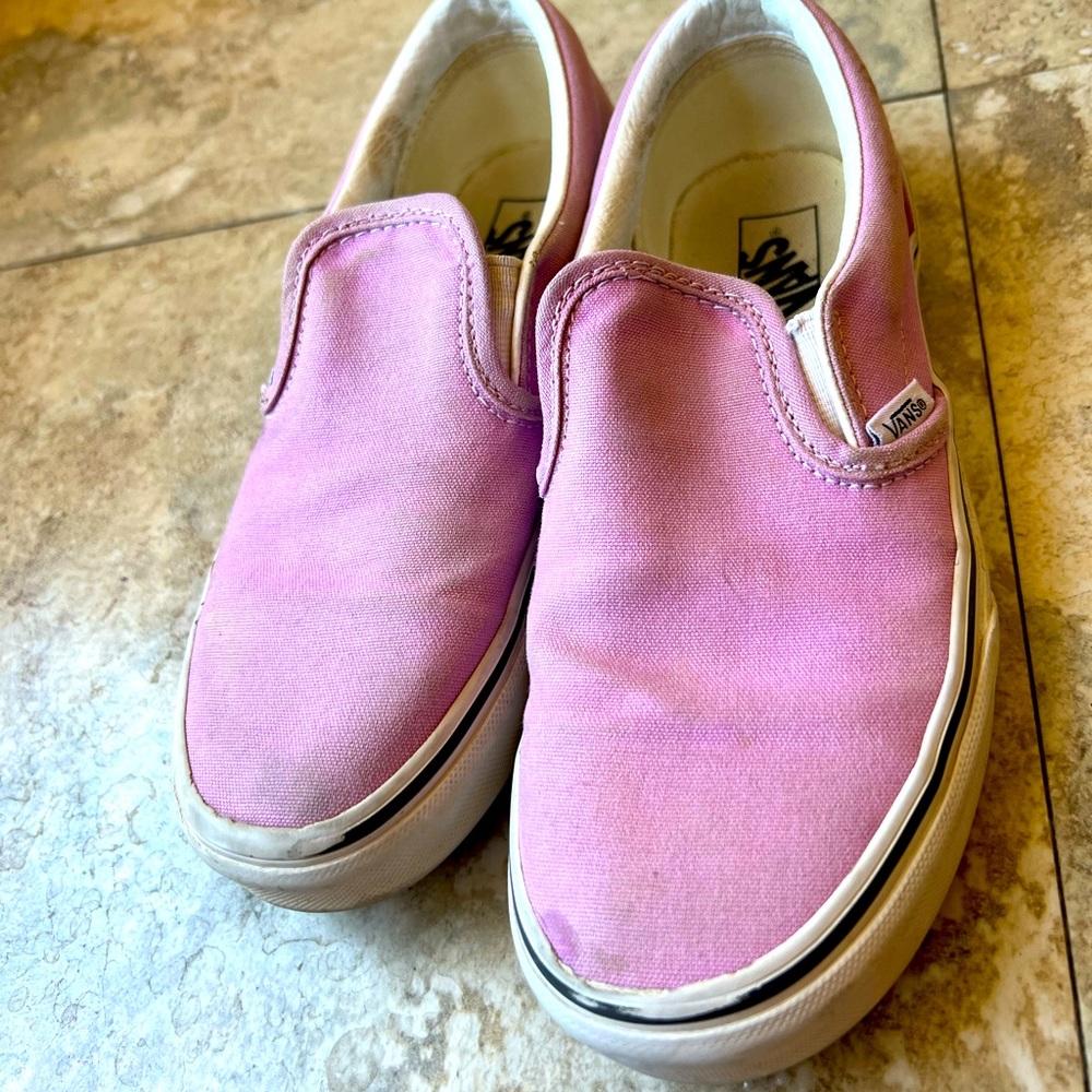 Kids size 2 slip on pink vans
